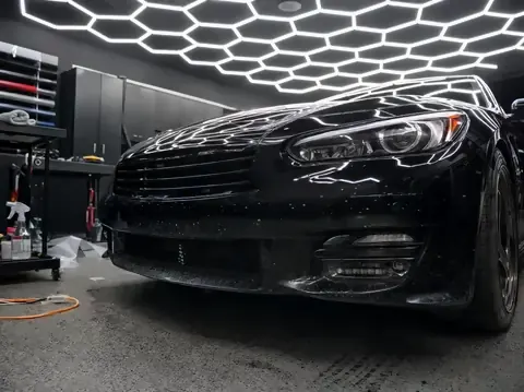 Black luxury sedan, Satin clear PPF, full front (studio illustration), photo 2
