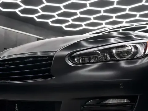 Black luxury sedan, Satin clear PPF, full front (studio illustration), photo 3