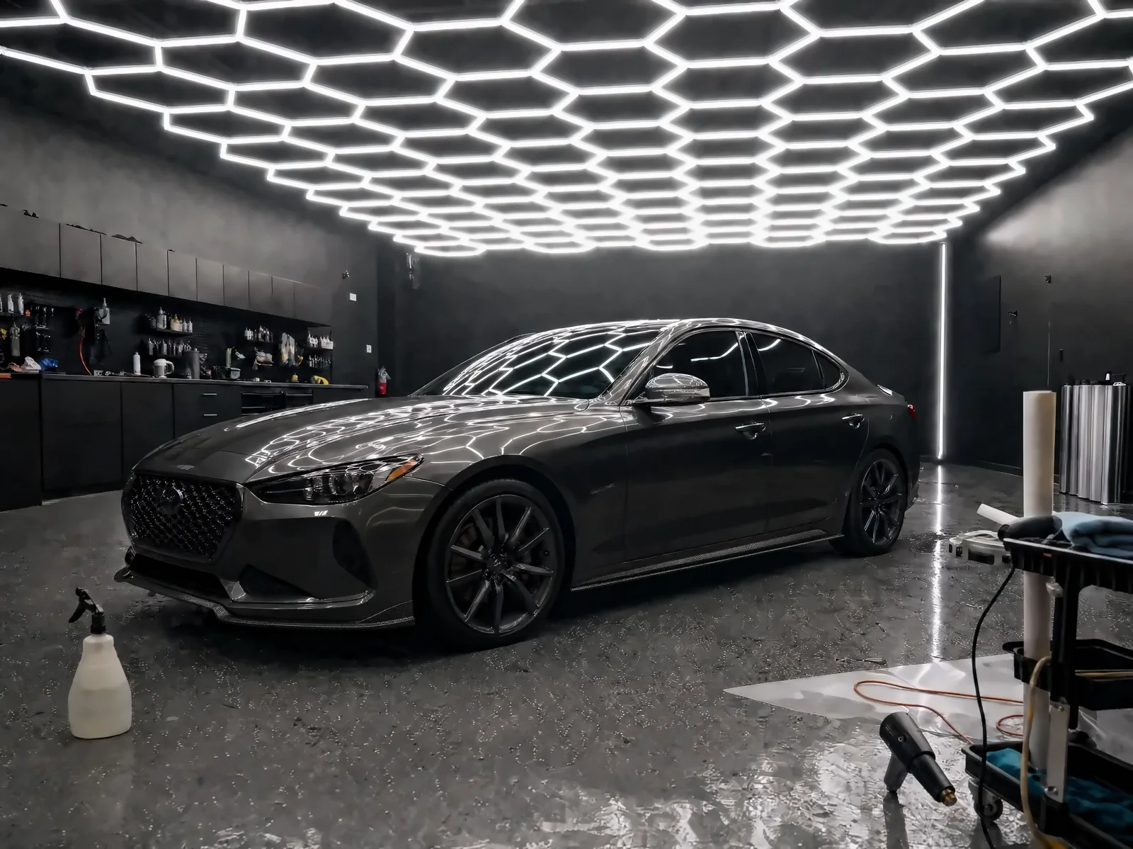 Genesis G70, Carbon lip, side skirts, diffuser (studio illustration)