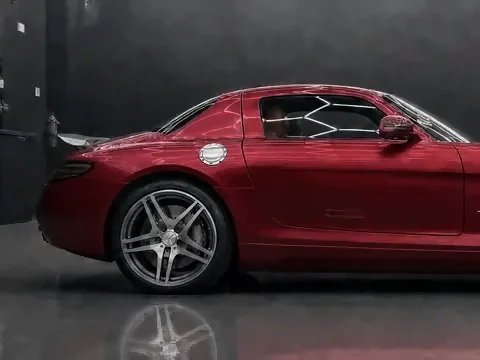 Mercedes-Benz SLS AMG, Full wrap · 3M 2080 Satin Vampire Red (studio illustration), photo 4