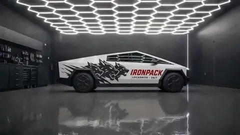 Tesla Cybertruck, Commercial livery · IRONPACK (fictional brand) (studio illustration), photo 1