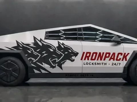Tesla Cybertruck, Commercial livery · IRONPACK (fictional brand) (studio illustration), photo 3