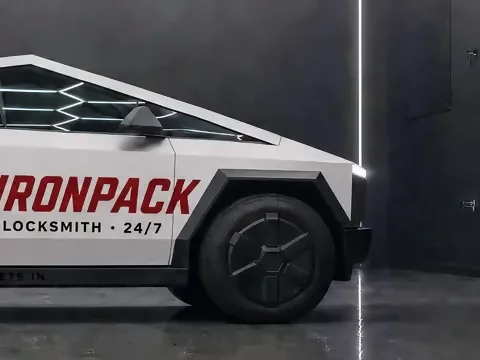 Tesla Cybertruck, Commercial livery · IRONPACK (fictional brand) (studio illustration), photo 4