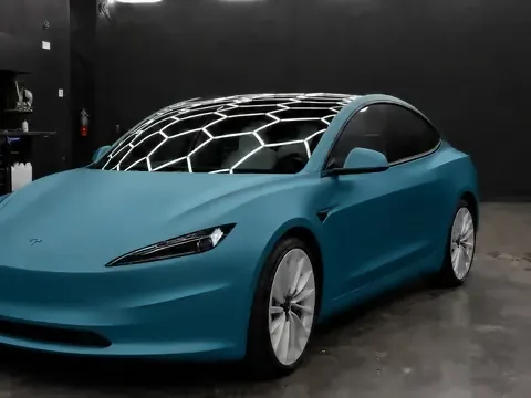 Tesla Model 3, Full color change · satin teal (studio illustration), photo 3
