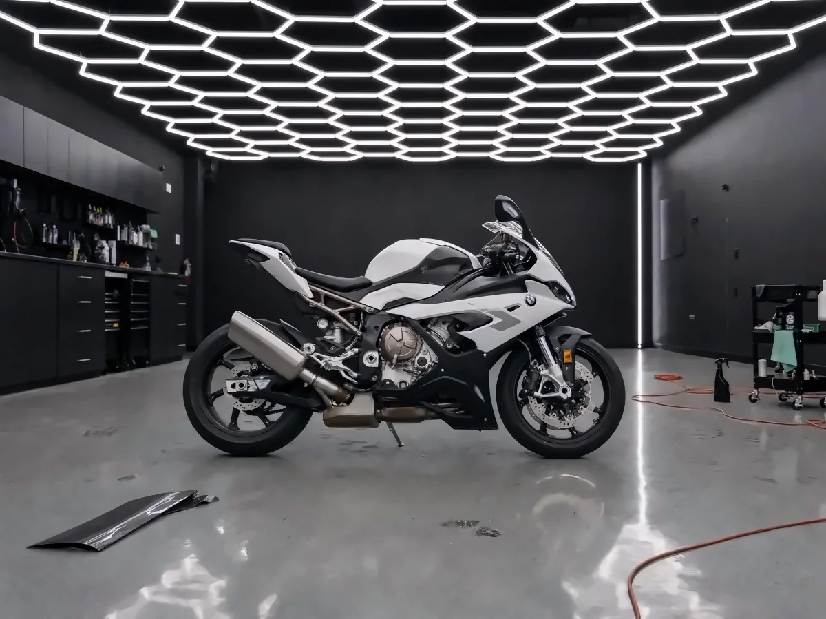 Motorcycle wraps, before (studio illustration)